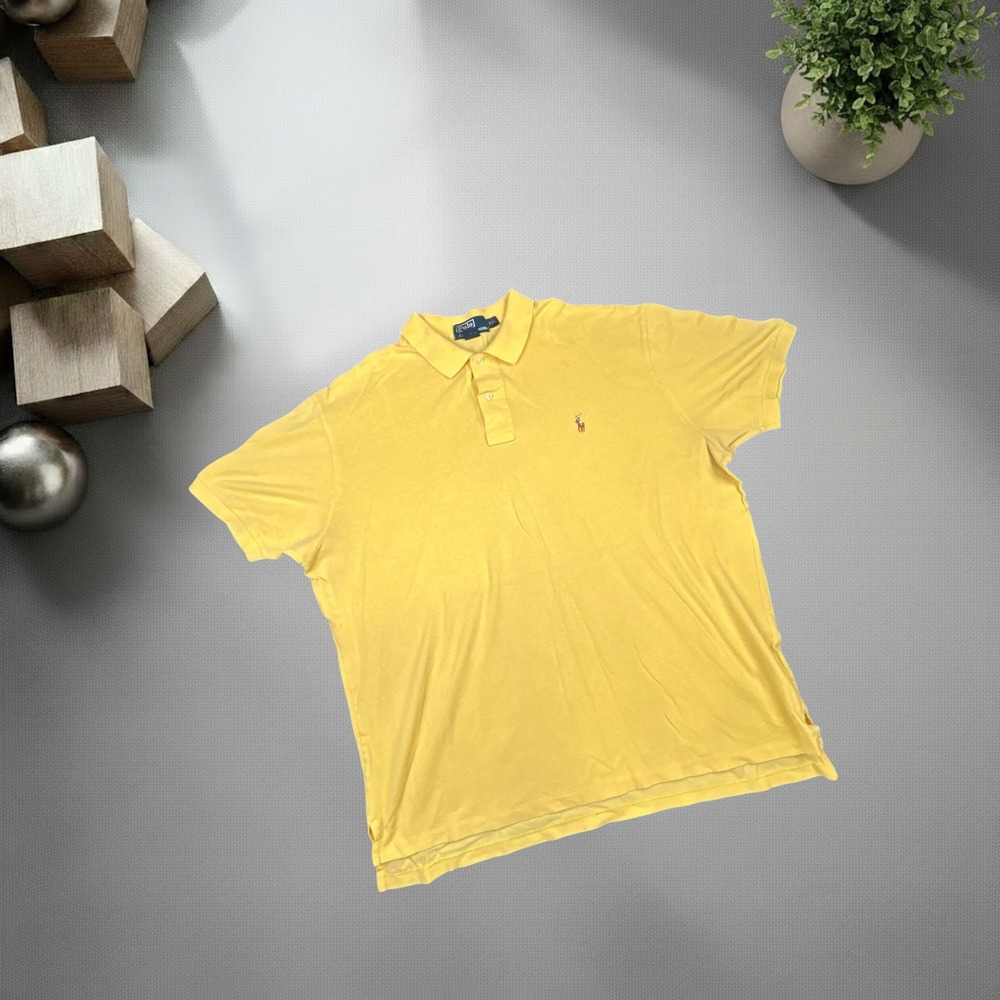 Vintage 90s Polo Ralph Lauren Yellow Short Sleeve Polo Shirt XXL Boxy Streetwear